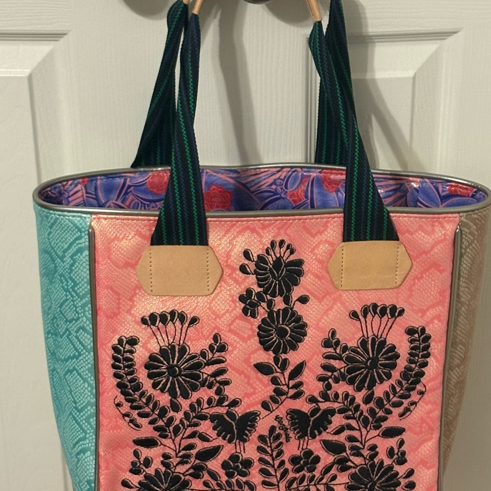 Consuela Pink and Teal Floral Tote
